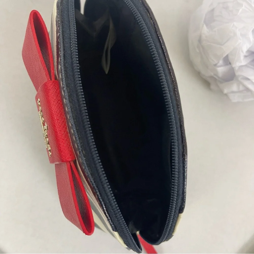 Kate Spade New York Navy Stripe Cosmetic Case with Red‎ Bow